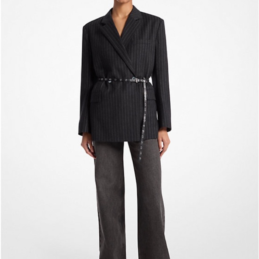 Michael Kors Black Pinstripe wool Blazer
